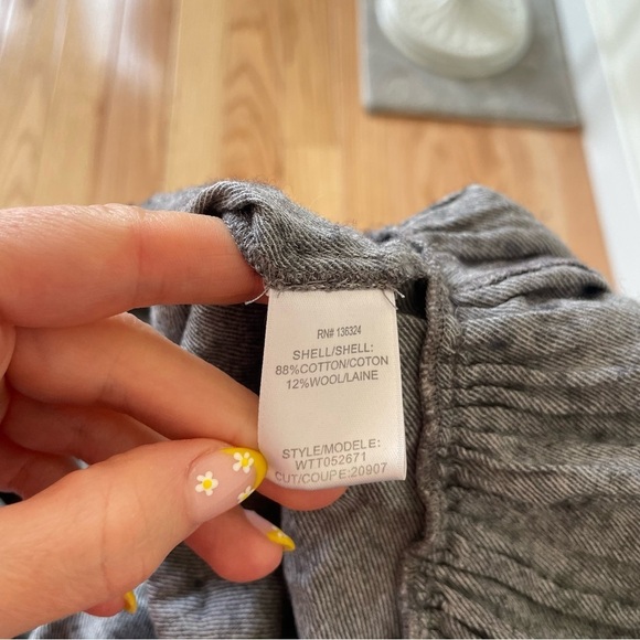 HALSTON HERITAGE Flounced Front-Button Heather Gray Cotton Wool Shirt Dress Sz 4 - Picture 9 of 11